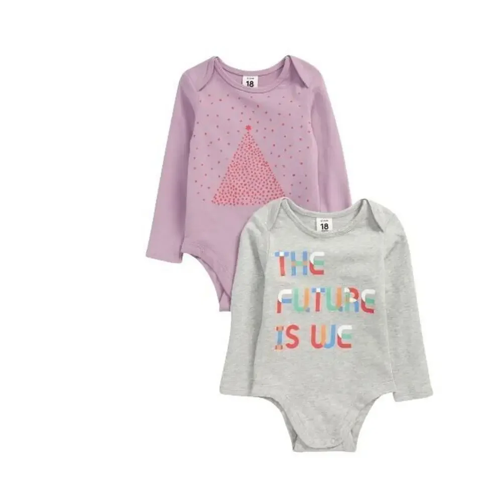 Stem Toddler The Future Is We 2-Pack Organic Cotton‎ Bodysuit 12 Months MSRP $32